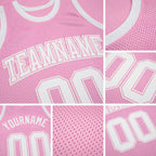 Custom Light Pink White Authentic Throwback Basketball Jersey detail