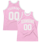 Custom Light Pink White Authentic Throwback Basketball Jersey photo 1