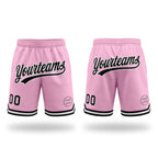 Custom Light Pink Black-White Authentic Throwback Basketball Shorts