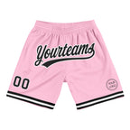 Custom Light Pink Black-White Authentic Throwback Basketball Shorts photo 1