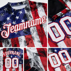 Custom White White Red-Royal American Flag Fashion 3D Long Sleeve Performance T-Shirt detail