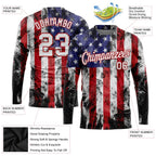 Custom White White Red-Royal American Flag Fashion 3D Long Sleeve Performance T-Shirt photo 2