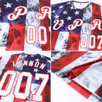 Custom White White Red-Royal American Flag Fashion 3D Long Sleeve Performance T-Shirt photo 5