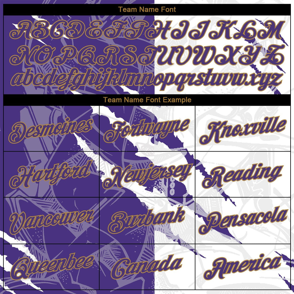 Custom Graffiti Pattern Purple-Old Gold Scratch 3D Long Sleeve Performance T-Shirt photo 3