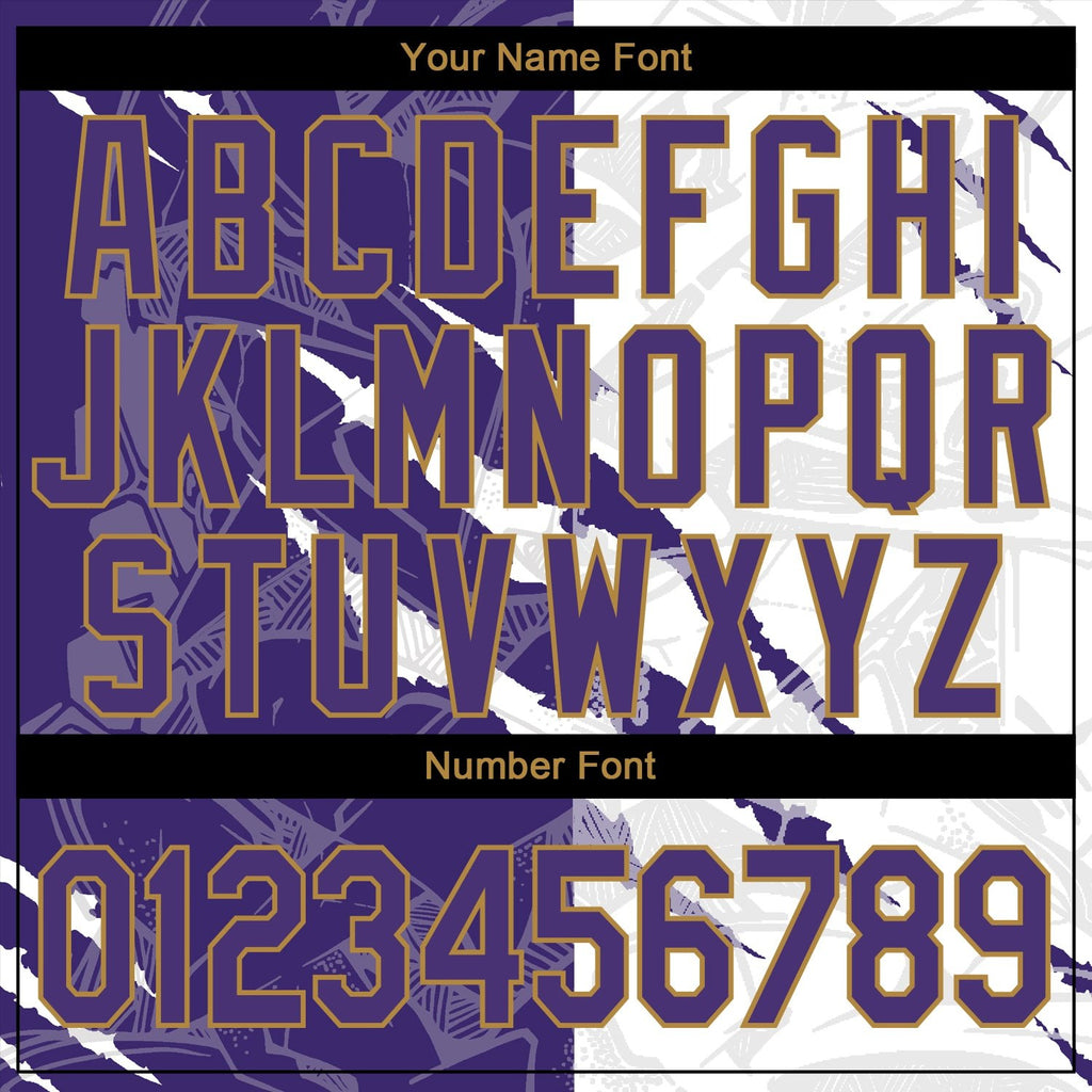 Custom Graffiti Pattern Purple-Old Gold Scratch 3D Long Sleeve Performance T-Shirt photo 4