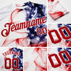 Custom White Red-Royal American Flag Fashion 3D Long Sleeve Performance T-Shirt detail