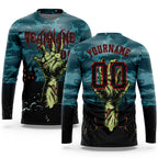 Custom 3D Pattern Halloween Horror Night Trick Treat Long Sleeve Performance T-Shirt