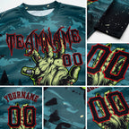 Custom 3D Pattern Halloween Horror Night Trick Treat Long Sleeve Performance T-Shirt detail