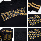 Custom Black Black-Old Gold Long Sleeve Performance T-Shirt detail