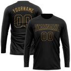 Custom Black Black-Old Gold Long Sleeve Performance T-Shirt photo 2