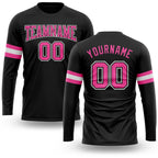 Custom Black Pink-White Long Sleeve Performance T-Shirt