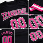 Custom Black Pink-White Long Sleeve Performance T-Shirt detail