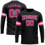 Custom Black Pink-White Long Sleeve Performance T-Shirt photo 1