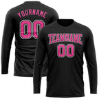 Custom Black Pink-White Long Sleeve Performance T-Shirt photo 2