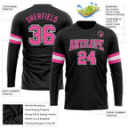 Custom Black Pink-White Long Sleeve Performance T-Shirt photo 3