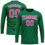 Custom Kelly Green Pink-White Long Sleeve Performance Salute To Service T-Shirt photo 2