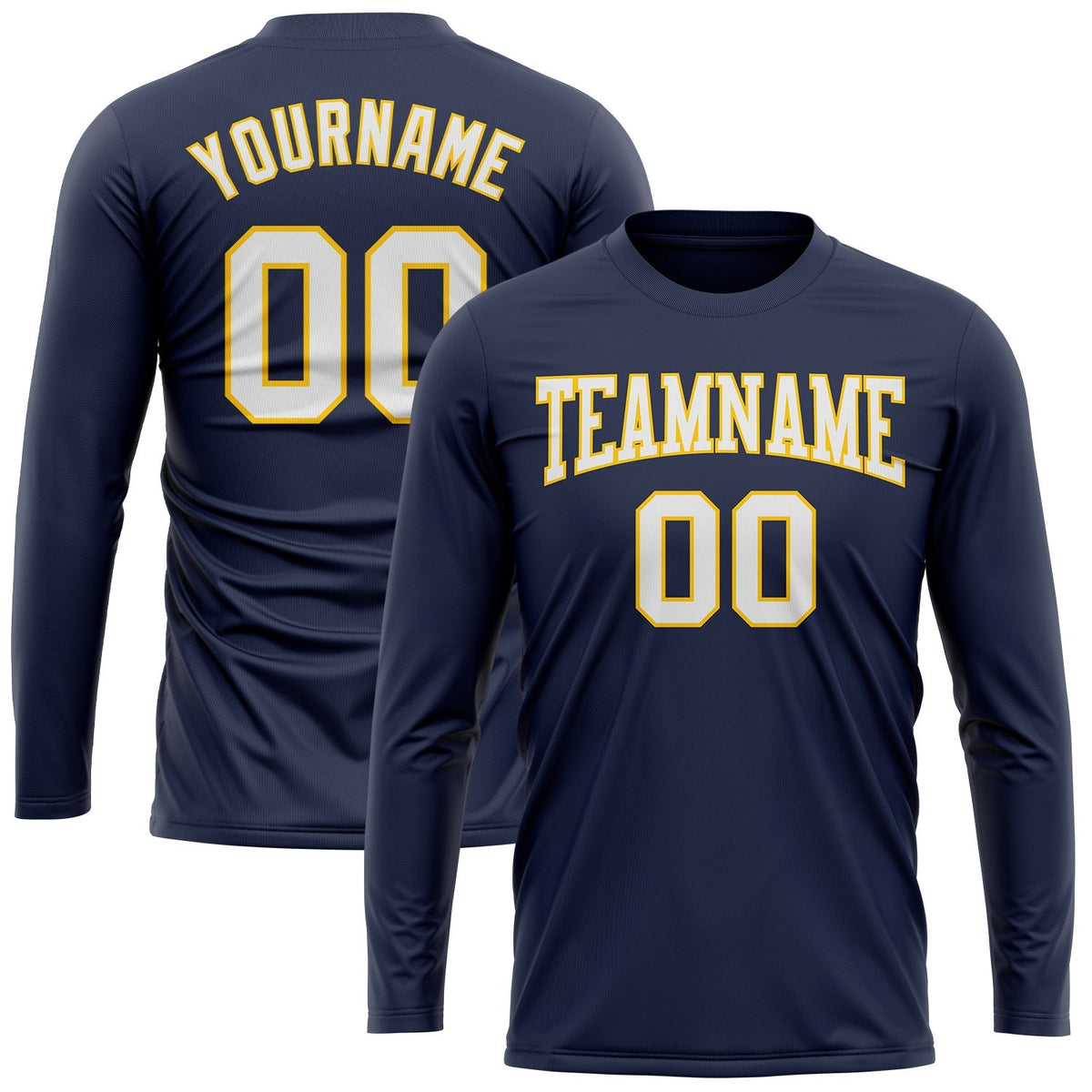 Custom Navy White-Gold Long Sleeve Performance Salute To Service T-Shirt photo 2