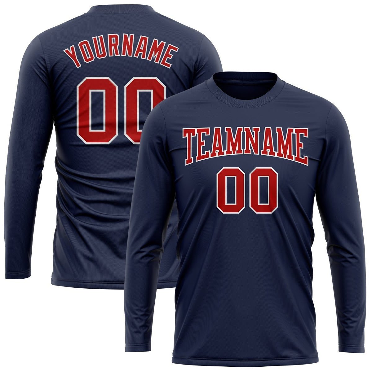 Custom Navy Red-White Long Sleeve Performance Salute To Service T-Shirt photo 2