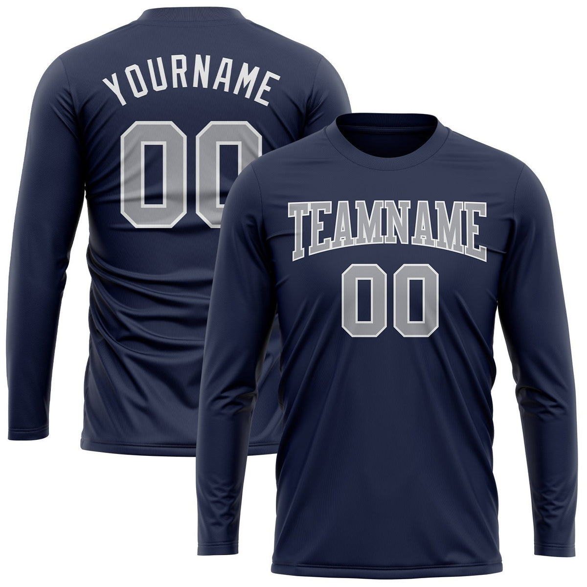 Custom Navy Gray-White Long Sleeve Performance Salute To Service T-Shirt photo 2