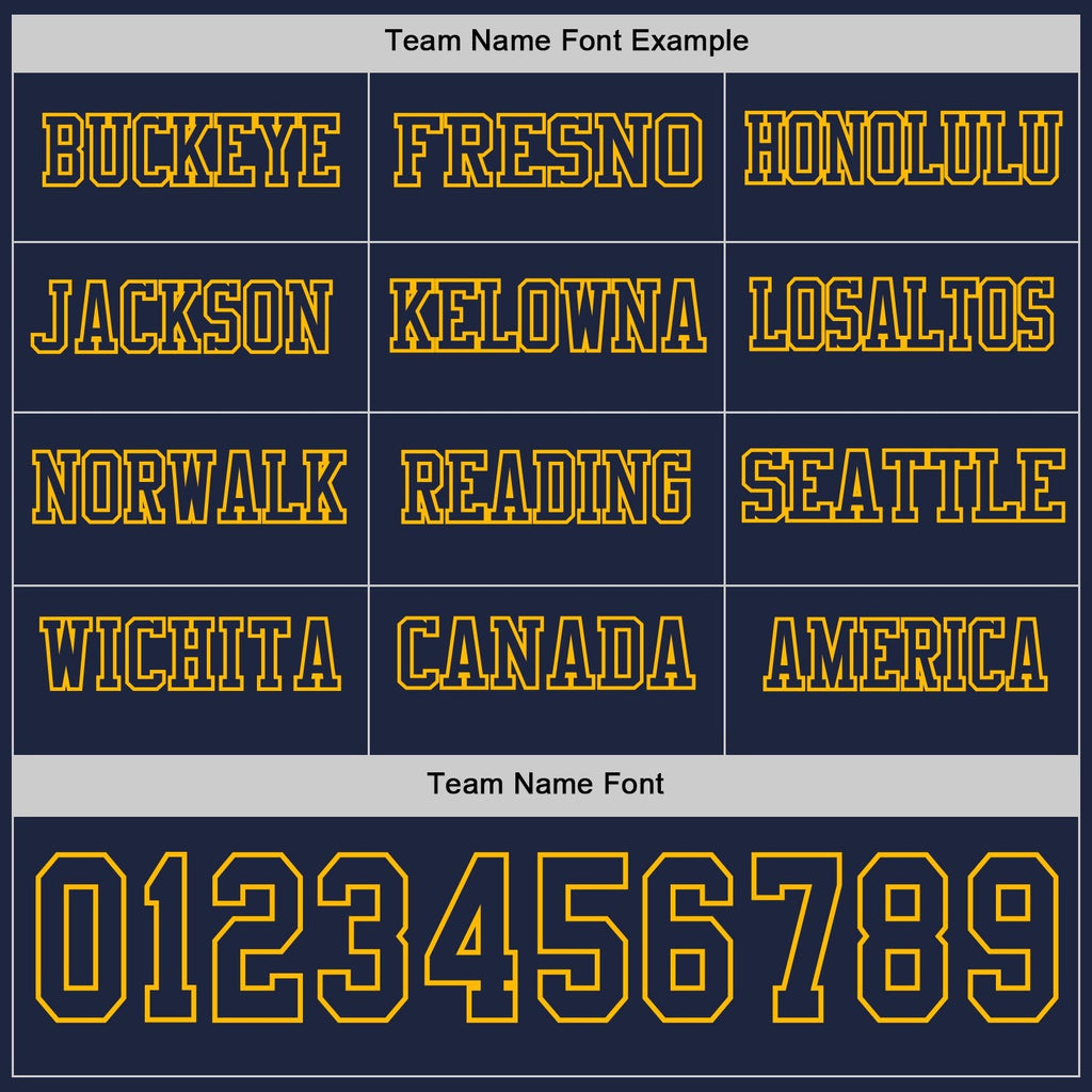 Custom Navy Gold Long Sleeve Authentic Football Jersey photo 2