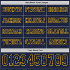 Custom Navy Gold Long Sleeve Authentic Football Jersey photo 2