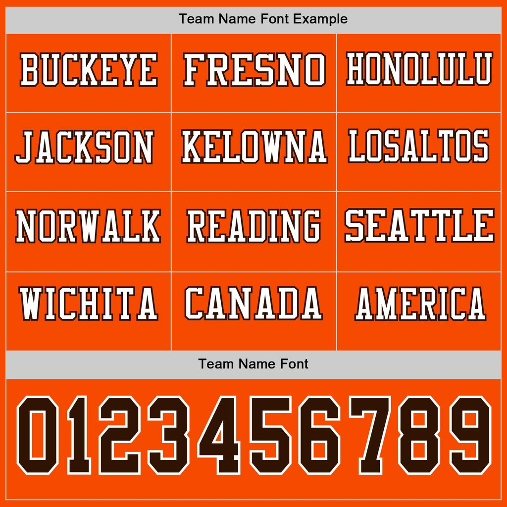 Custom Orange Brown-White Long Sleeve Authentic Football Jersey photo 2