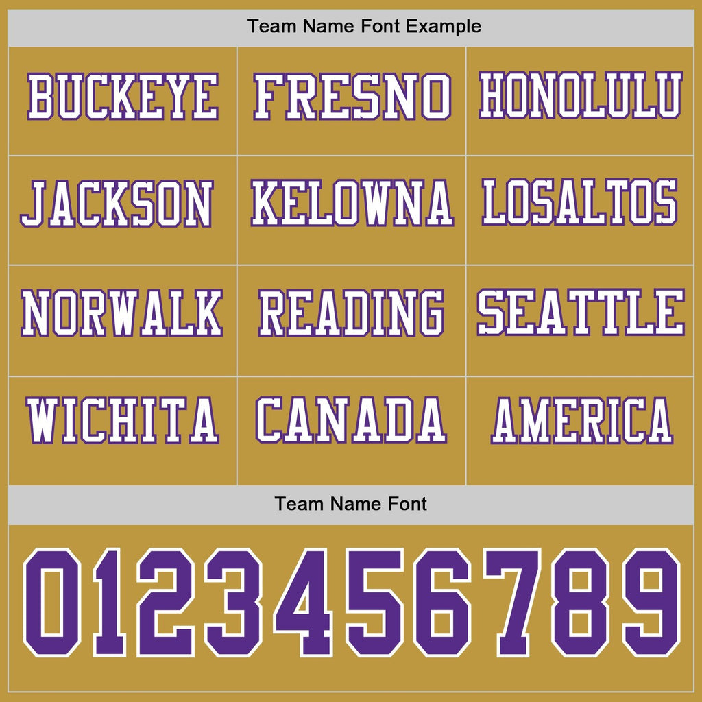 Custom Old Gold Purple-White Long Sleeve Authentic Football Jersey photo 2