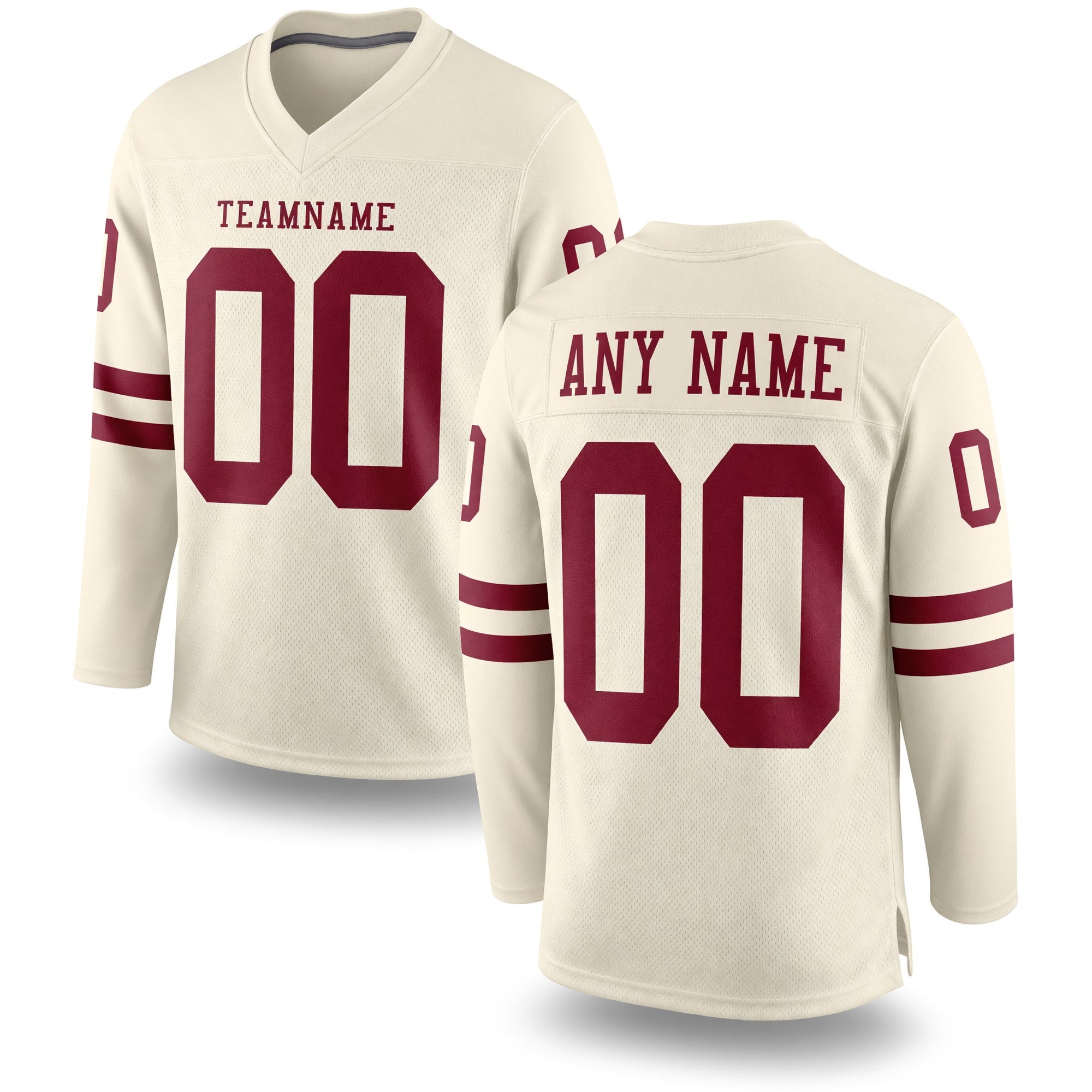 Custom Cream Crimson Long Sleeve Authentic Football Jersey