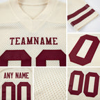 Custom Cream Crimson Long Sleeve Authentic Football Jersey detail