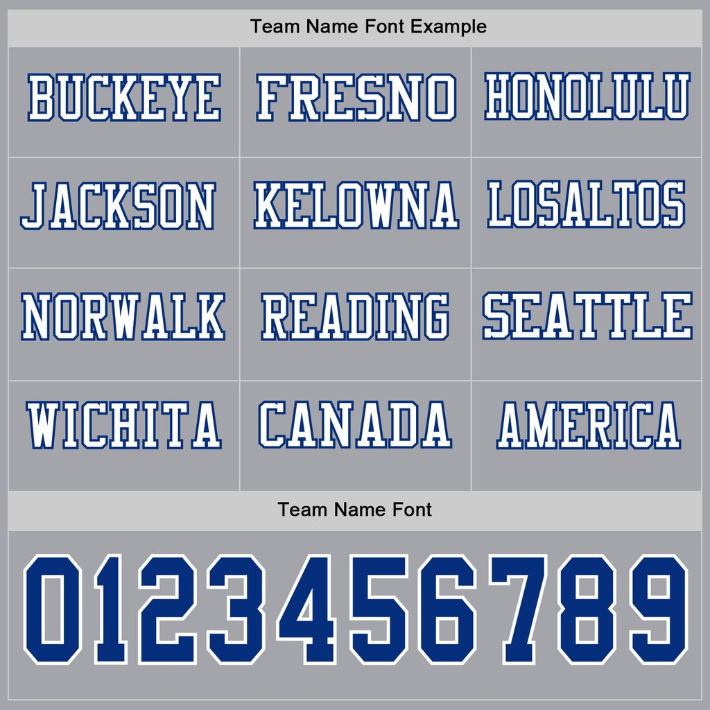 Custom Gray Royal-White Long Sleeve Authentic Football Jersey photo 2