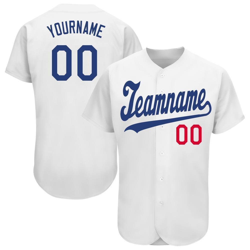 Custom White Royal-Red Baseball Jersey photo 1
