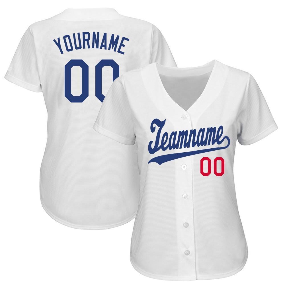 Custom White Royal-Red Baseball Jersey photo 3