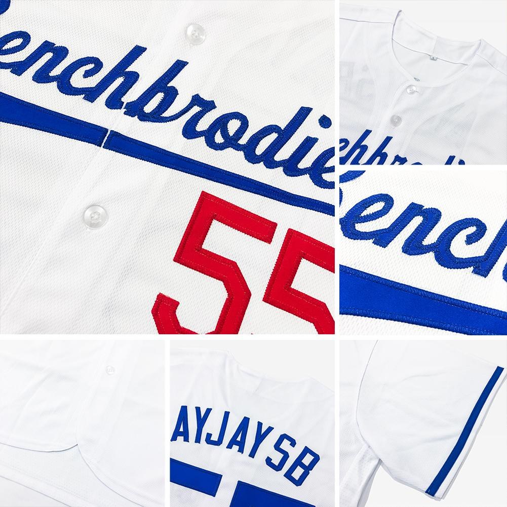 Custom White Royal-Red Baseball Jersey photo 6