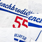 Custom White Royal-Red Baseball Jersey photo 6