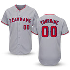 Custom Gray Red-Navy Baseball Jersey