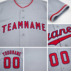 Custom Gray Red-Navy Baseball Jersey detail