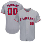 Custom Gray Red-Navy Baseball Jersey photo 1