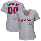 Custom Gray Red-Navy Baseball Jersey photo 2