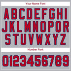 Custom Gray Red-Navy Baseball Jersey photo 3