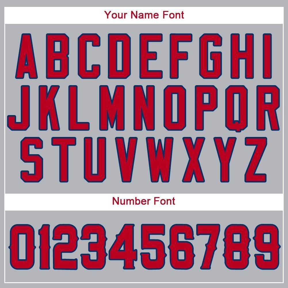 Custom Gray Red-Navy Baseball Jersey photo 3
