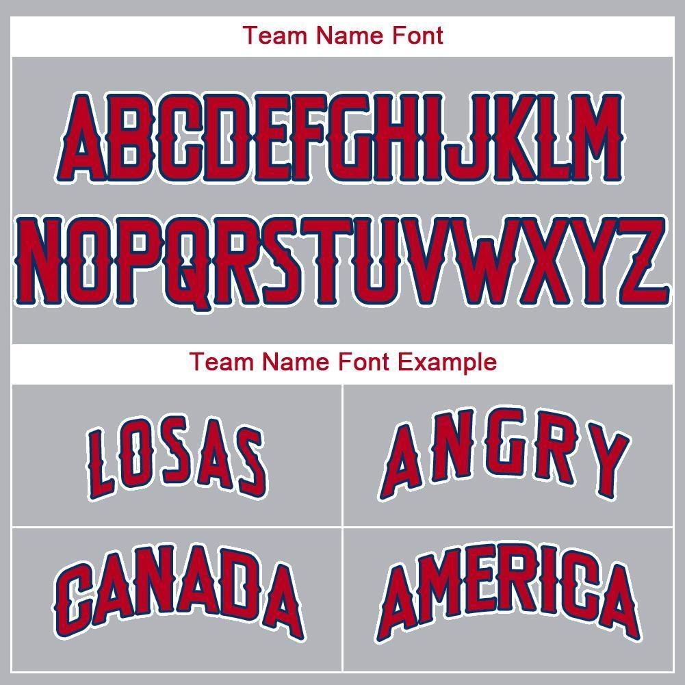 Custom Gray Red-Navy Baseball Jersey photo 4