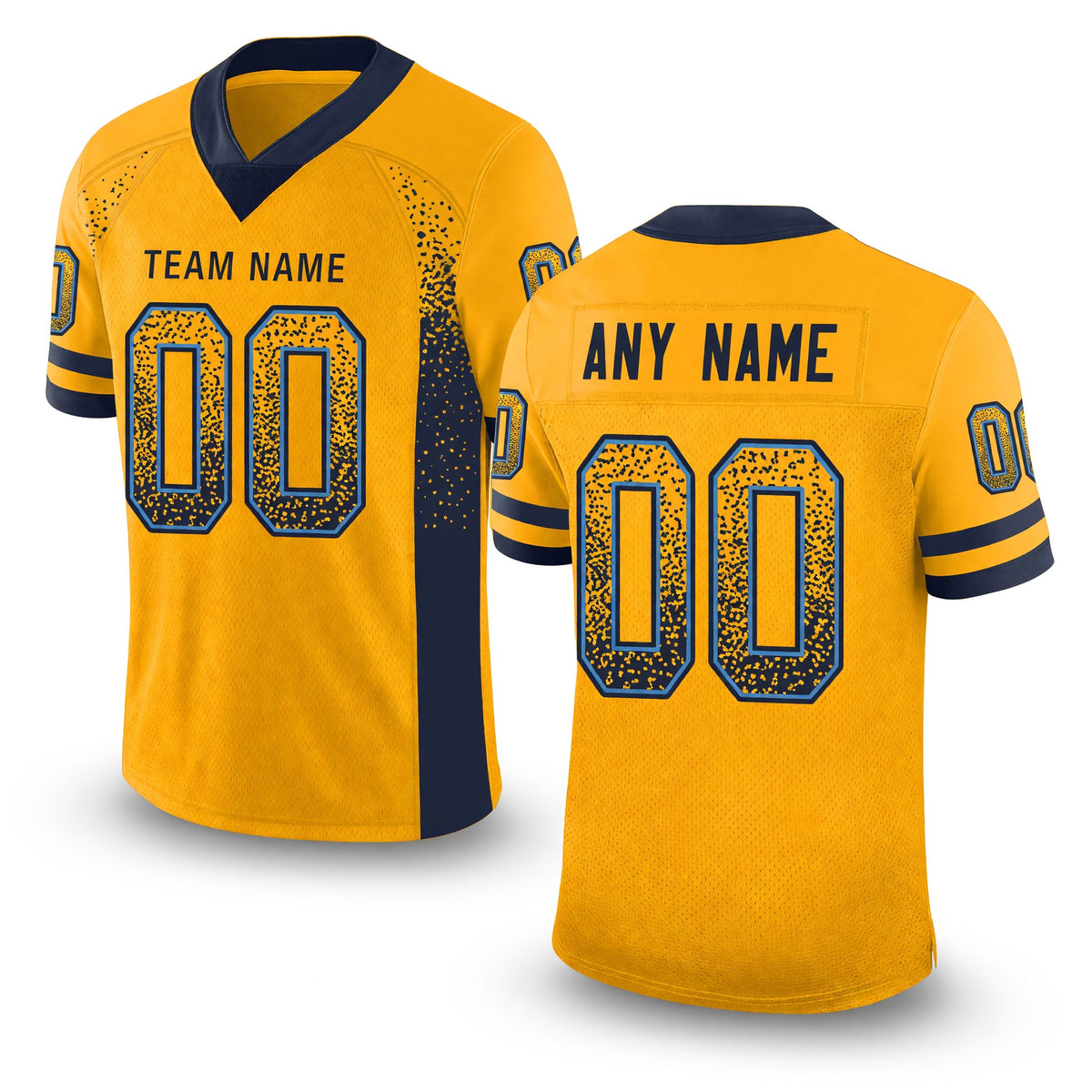 Custom Gold Navy-Powder Blue Drift Fashion Football Jersey