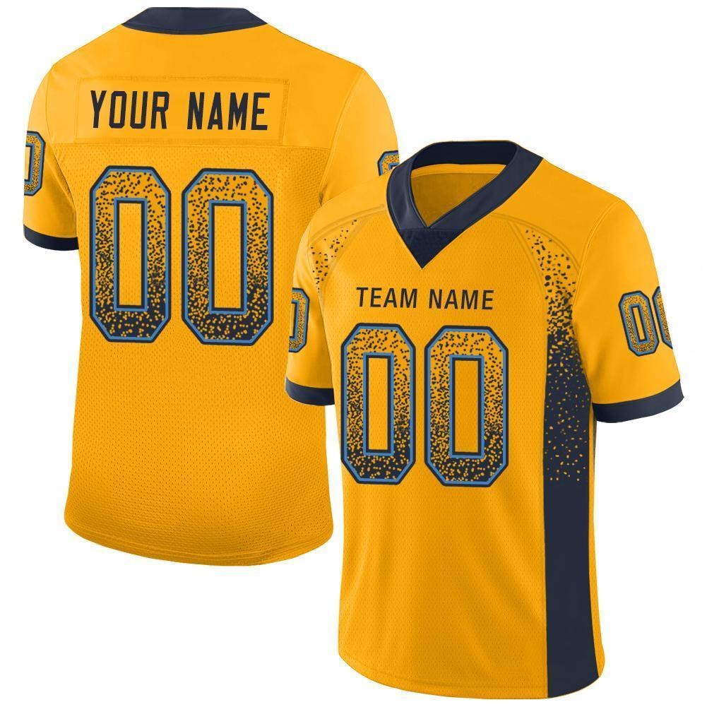 Custom Gold Navy-Powder Blue Drift Fashion Football Jersey photo 1