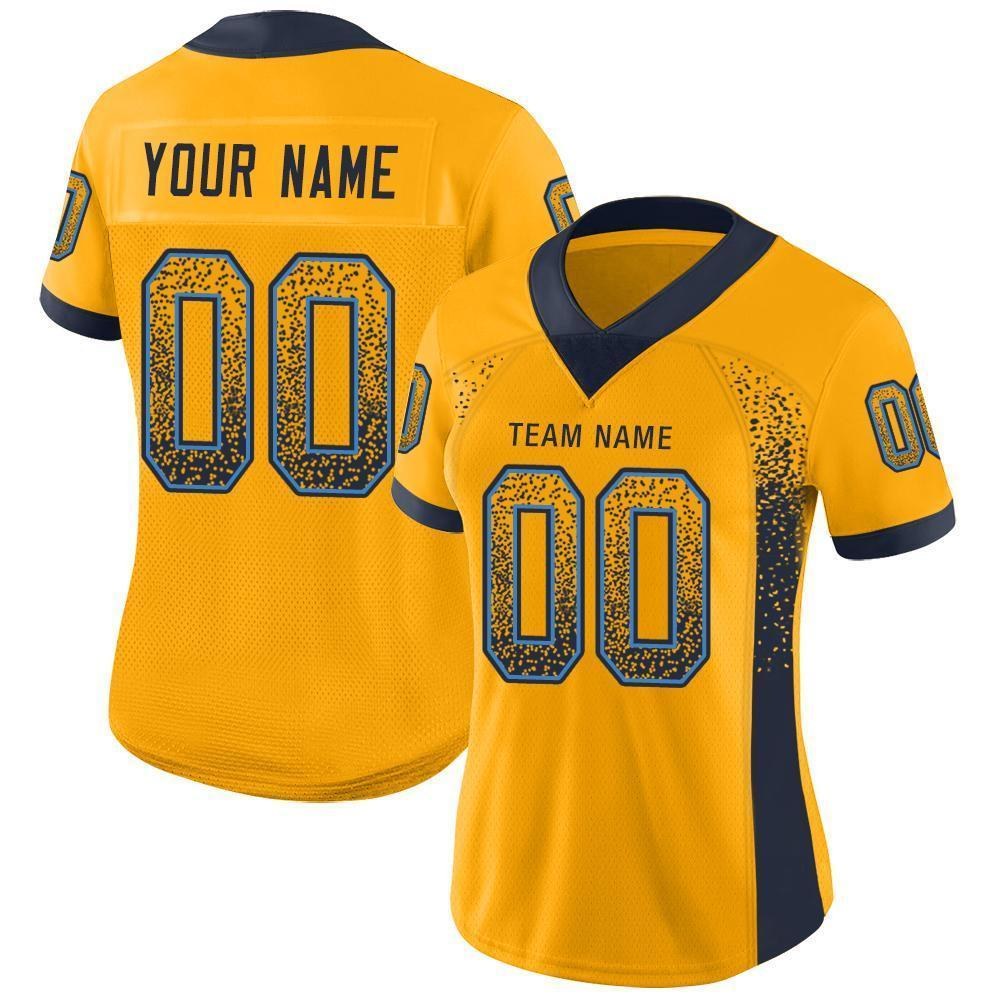 Custom Gold Navy-Powder Blue Drift Fashion Football Jersey photo 2