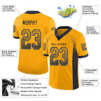 Custom Gold Navy-Powder Blue Drift Fashion Football Jersey photo 3