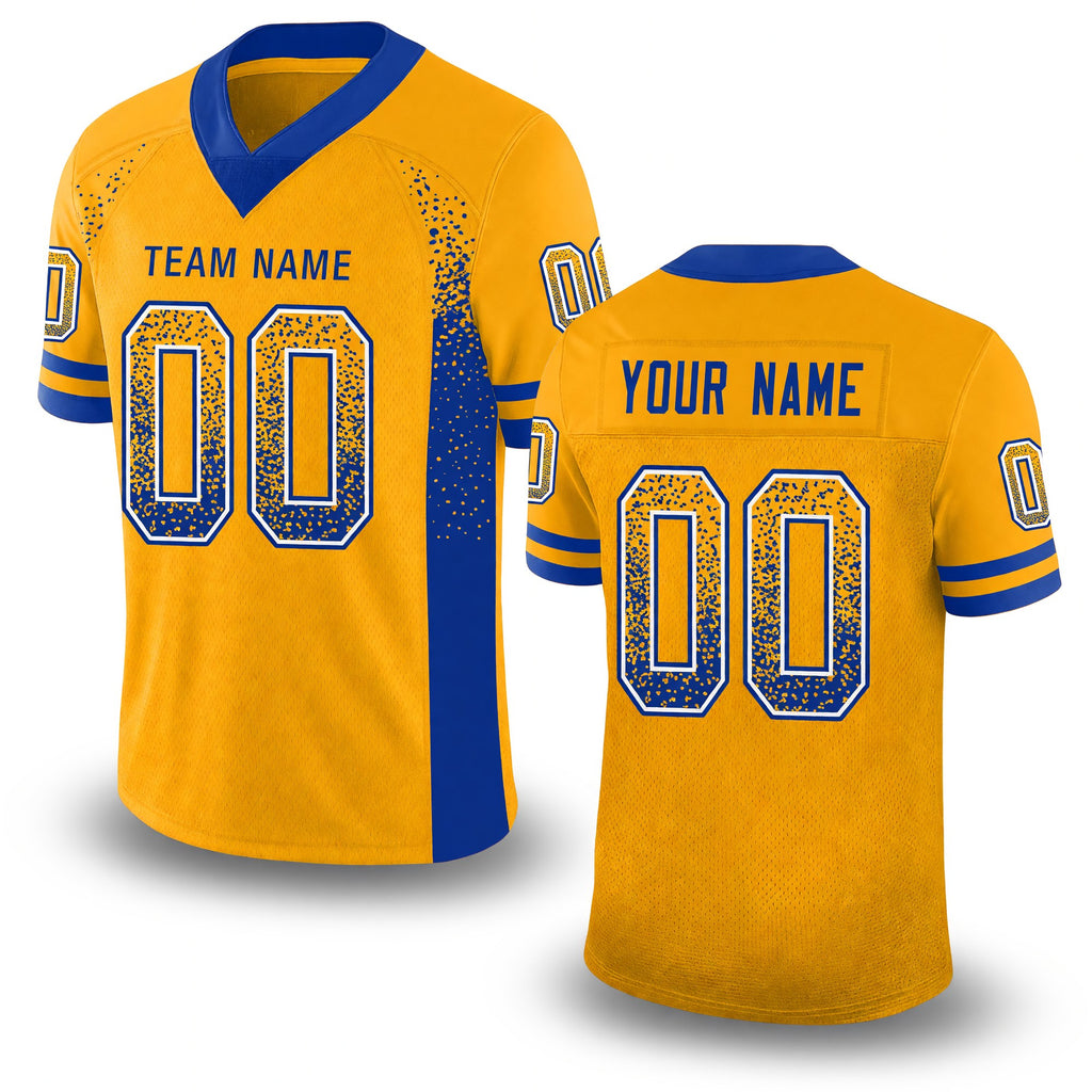 Custom Gold Royal-White Drift Fashion Football Jersey