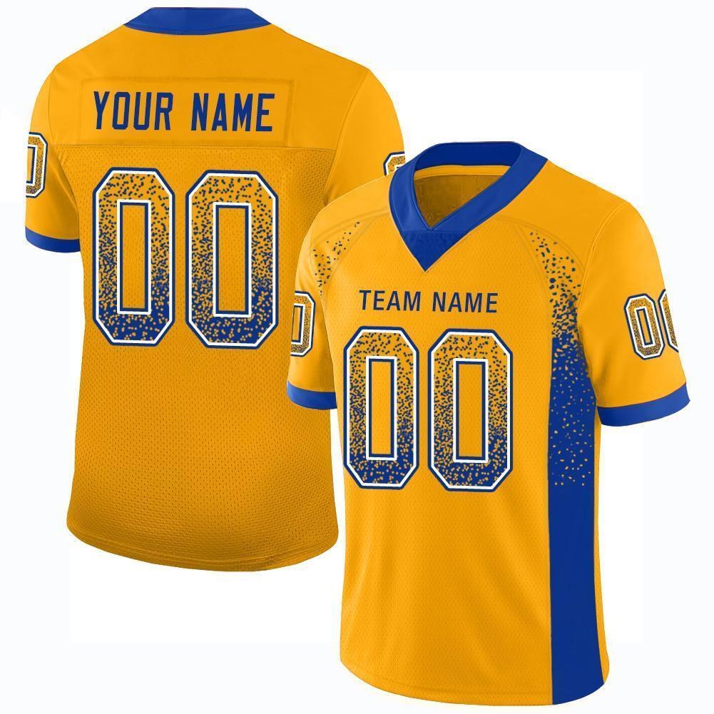 Custom Gold Royal-White Drift Fashion Football Jersey photo 1