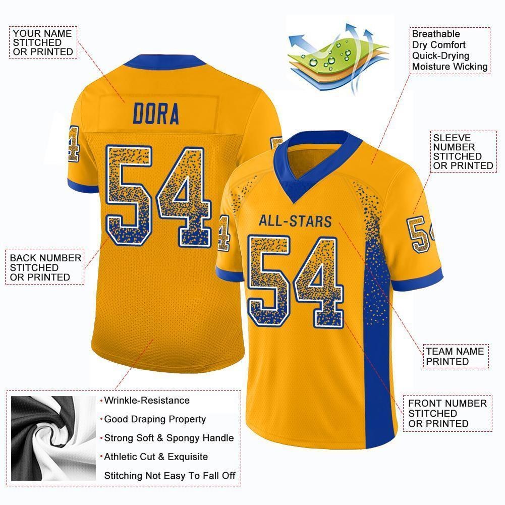 Custom Gold Royal-White Drift Fashion Football Jersey photo 2