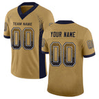 Custom Old Gold Navy-White Drift Fashion Football Jersey