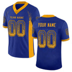 Custom Royal Gold-Navy Drift Fashion Football Jersey
